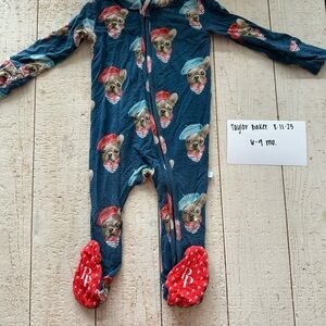 Posh Peanut Blue Puppy Print Footie